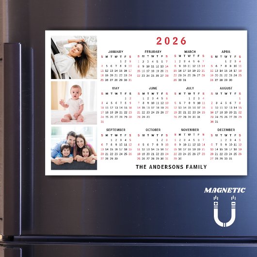 2026年カレンダー 名前入りフォトコラージュ マグネット