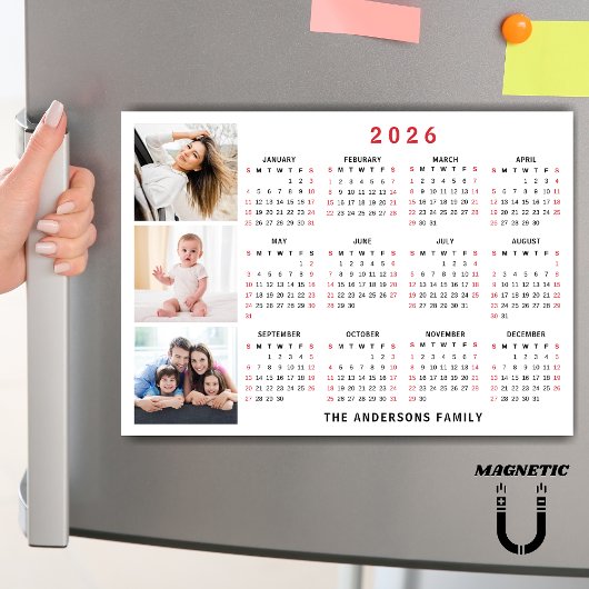 2026年カレンダー 名前入りフォトコラージュ マグネット