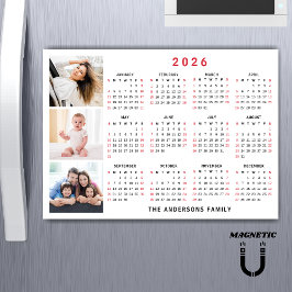 2026年カレンダー 名前入りフォトコラージュ マグネット
