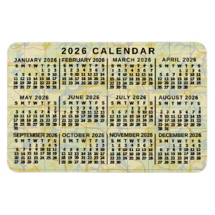 2026年カレンダー 月別 アンティークマップ 大きい文字 マグネット