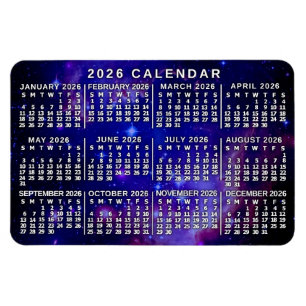 2026年カレンダー　月間　宇宙星雲 マグネット