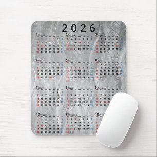 2026年カレンダー 波状ブラッシュドスチール抽象画 マウスパッド