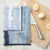2026年カレンダー 海の波 浜辺の岩 Fabric Font キッチンタオル (四つ折り)