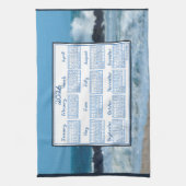 2026年カレンダー 海の波 浜辺の岩 Fabric Font キッチンタオル (縦)
