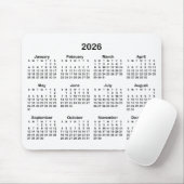 2026年カレンダー 白と黒 マウスパッド (マウス)