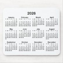 2026年カレンダー 白と黒