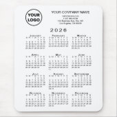 2026年カレンダー 白地にビジネスロゴとテキスト マウスパッド (正面)