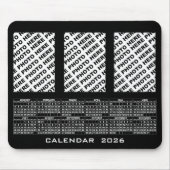 2026年カレンダー+縦3枚の写真 マウスパッド ブラック (正面)