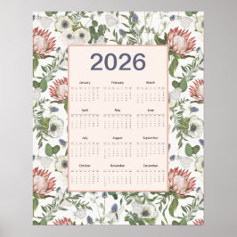 2026年カレンダー 花と蝶 ポスター