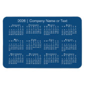 2026年カレンダー（青と白）、文字付カスタムき マグネット (横)