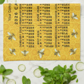2026年カレンダー 養蜂 蜂蜜 六角形ハニカム オーダーメイド キッチンタオル (折り畳み)