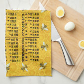 2026年カレンダー 養蜂 蜂蜜 六角形ハニカム オーダーメイド キッチンタオル (四つ折り)