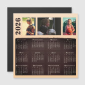 2026年カレンダー 3枚の写真コラージュ マグネットカード (正面/裏面)