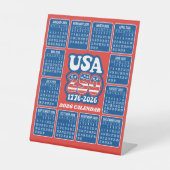 2026年カレンダー - USA 250 赤 白 青 台座サイン (正面)