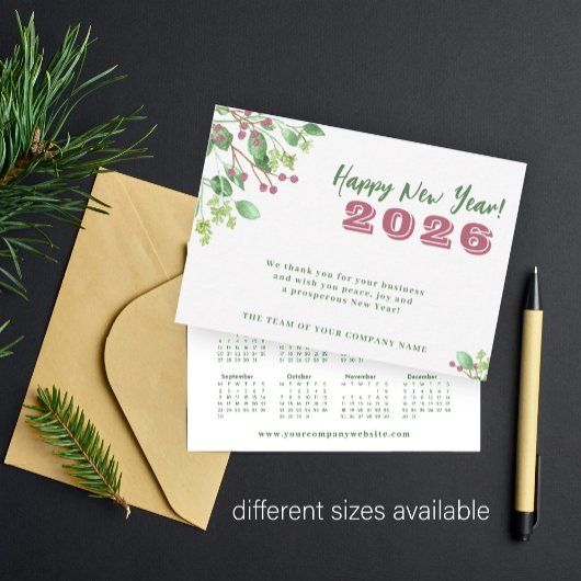 2026年カレン企業のダー年末年始 ノートカード