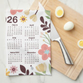 2026年カレン数々のダカラー手書きフローラ キッチンタオル (四つ折り)