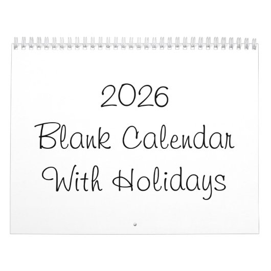 2026年カレ空白のンダー（祝日あり） カレンダー (カバー)