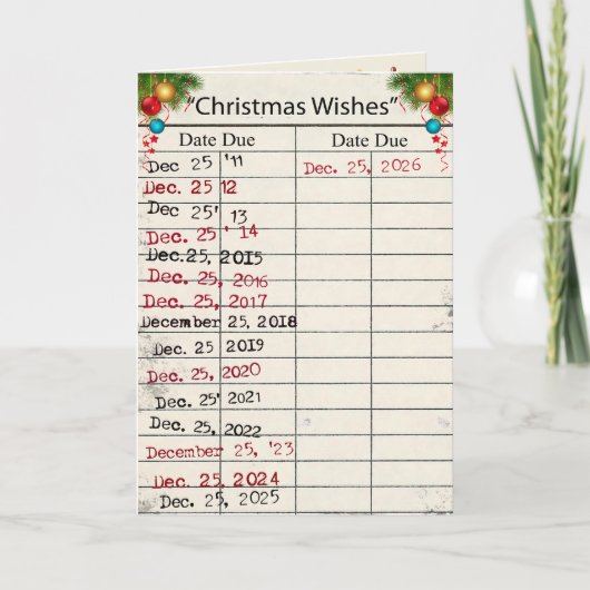2026年クリスマスの図書カード(返却期限付き) シーズンカード (正面)