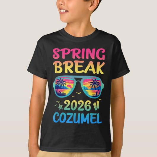 2026年コスメル春休みバケーション旅行サングラス Tシャツ (正面)