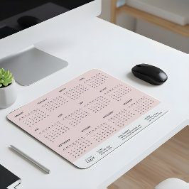 2026年コーポレート年間カレンダー プレゼント ピンク マウスパッド