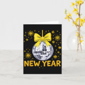 2026年ゴールデンディスコボール新年おめでとう カード (黄色い花)