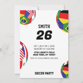 2026年サッカーワールドカップ記念フラグ 誕生日パーティー招待状 招待状
