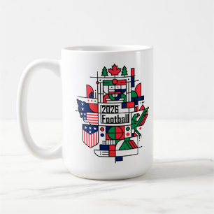 2026年サッカーUSA・カナダ・メキシコフットボールアート コーヒーマグカップ