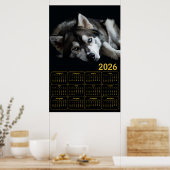 2026年シベリアンハスキーカレンダー ポスター (キッチン)