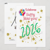 2026年シンプルで美しい年賀状 シーズンカード (正面/裏面)