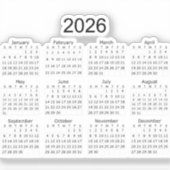 2026年シンプルミニマリストカレンダー シール (正面)