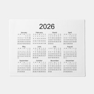 2026年シンプルミニマリストカレンダー ドアマット
