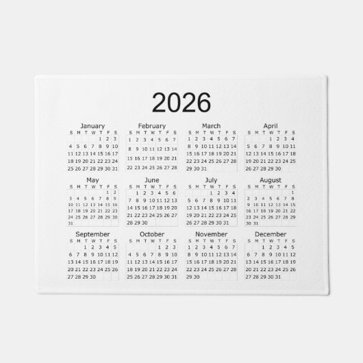 2026年シンプルミニマリストカレンダー ドアマット (正面)