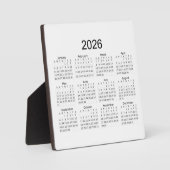 2026年シンプルミニマリストカレンダー フォトプラーク (正面)