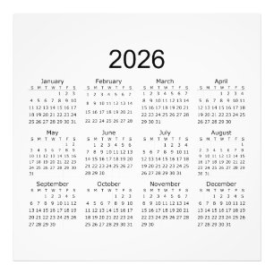 2026年シンプルミニマリストカレンダー フォトプリント