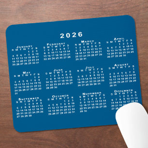 2026年シンプル暦青と白 マウスパッド