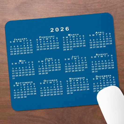 2026年シンプル暦青と白 マウスパッド