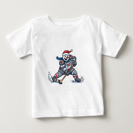 2026年スノーマンアイスホッケークリスマス休日のスポーツ ベビーTシャツ (正面)