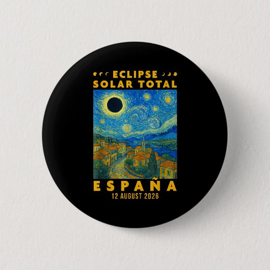 2026年スペイン皆既日食 缶バッジ (正面)
