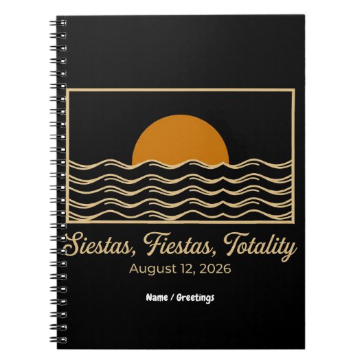2026年スペイン皆既日食 Siestas Fiestas Totality ノートブック (正面)
