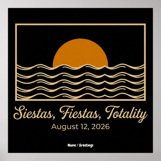 2026年スペイン皆既日食 Siestas Fiestas Totality ポスター (正面)