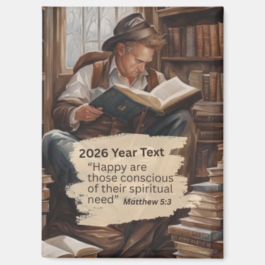 2026年テキスト男性読書 マグネット (正面)