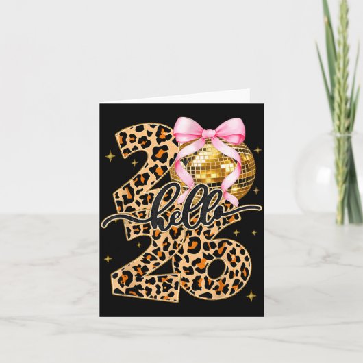 2026年ニューイヤー ディスコボール ボウ 新年の夜 カード (正面)