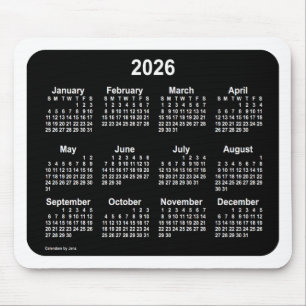 2026年ネオンホワイトカレンダー(1月2日) マウスパッド