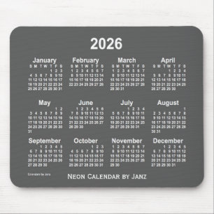 2026年ネオン・チャコールカレンダー(Janz) マウスパッド