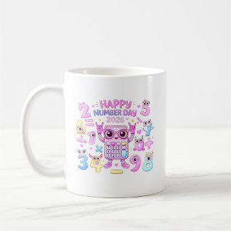 2026年ハッピーナンバーデー かわいい電卓デザイン コーヒーマグカップ