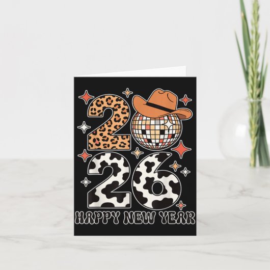 2026年ハッピーニューイヤーカウガールディスコボールウェスタンライオーネ カード (正面)