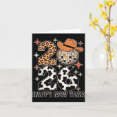 2026年ハッピーニューイヤーカウガールディスコボールウェスタンライオーネ カード (黄色い花)