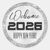 2026年ハッピーニューイヤーブラック&シルバーダイヤモンド ラウンドシール (正面)