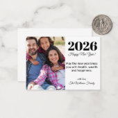 2026年ハッピーニューイヤーモダン、脚本、休日の写真 ノートカード (正面/裏面インサイチュ)