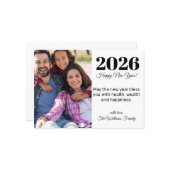 2026年ハッピーニューイヤーモダン、脚本、休日の写真 ノートカード (正面/裏面インサイチュ)